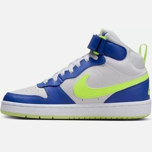Nike Blue and Neon Green High-Top Sneakers